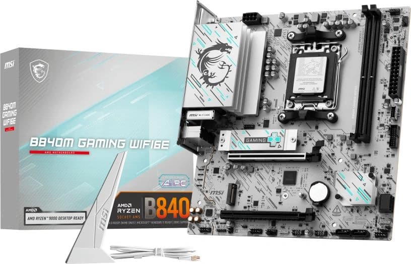 Материнская плата MSI B840M GAMING PLUS WIFI6E Socket AM5 AMD B840 4xDDR5 mATX AC`97 8ch(7.1) 2.5Gg RAID+HDMI