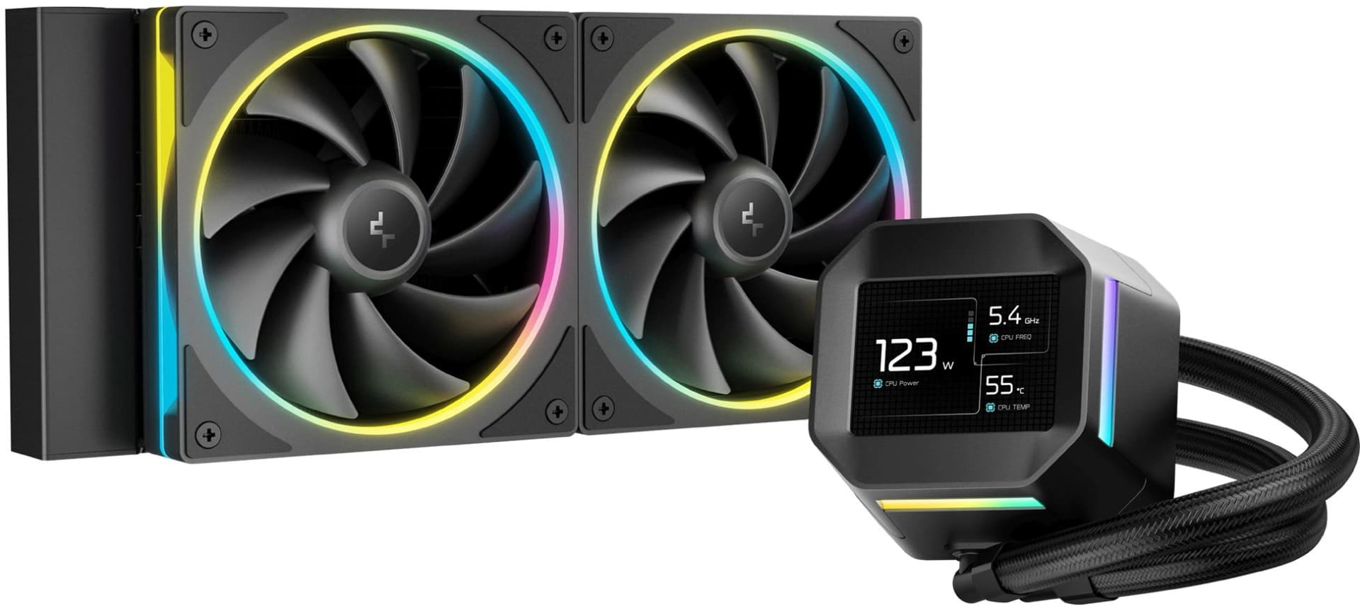 Система водяного охлаждения Deepcool LM240 ARGB Soc-AM5/AM4/1200/1700/1851 черный 4-pin 19-36dB Al LCD 220W 1404gr Ret (R-LM240-BKDMMC-1)
