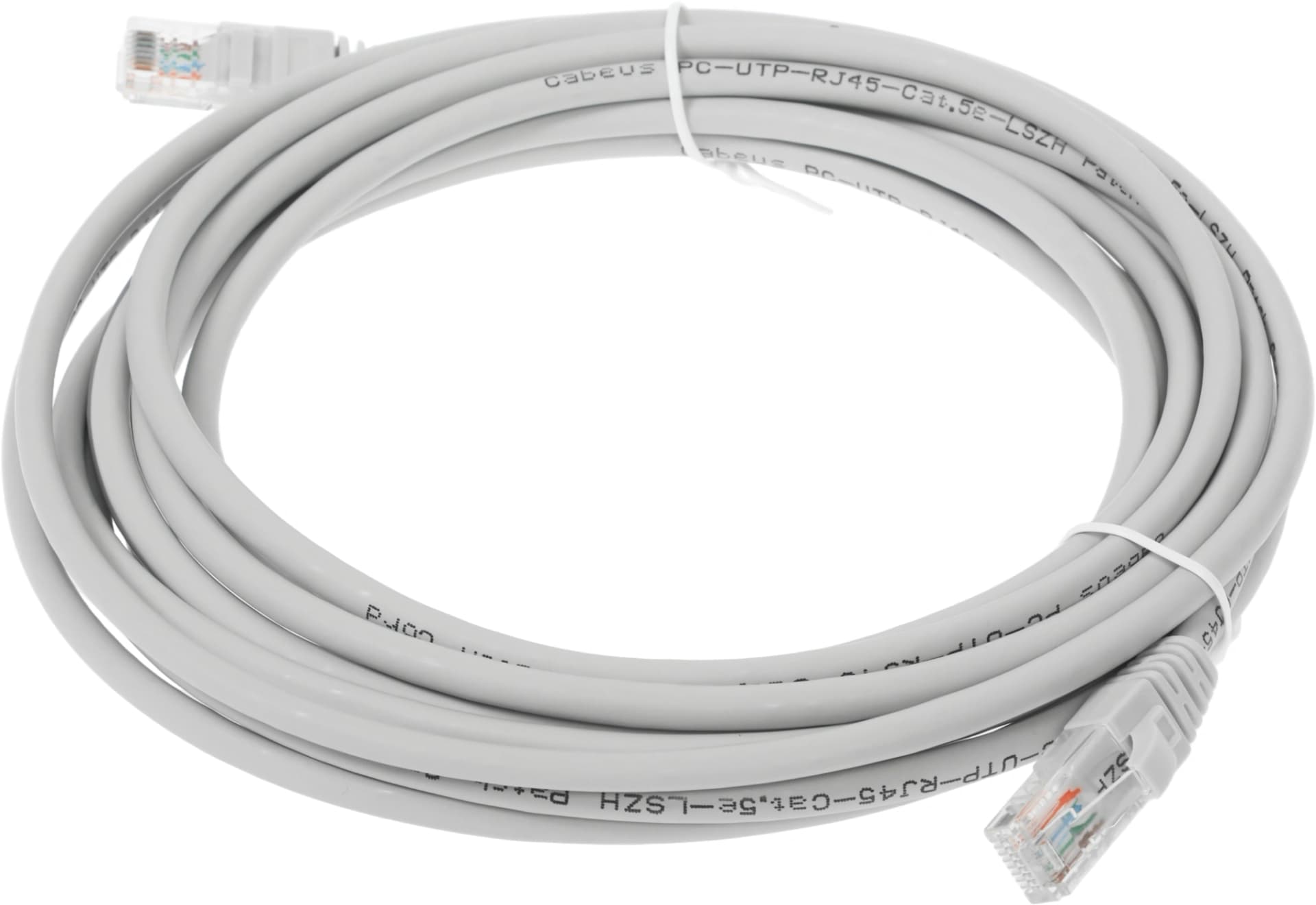 Патч-корд Cabeus PC-UTP-RJ45-CAT.5E-5M-LSZH U/UTP RJ-45 вил.-вилка RJ-45 кат.5E 5м серый LSZH - фото 4