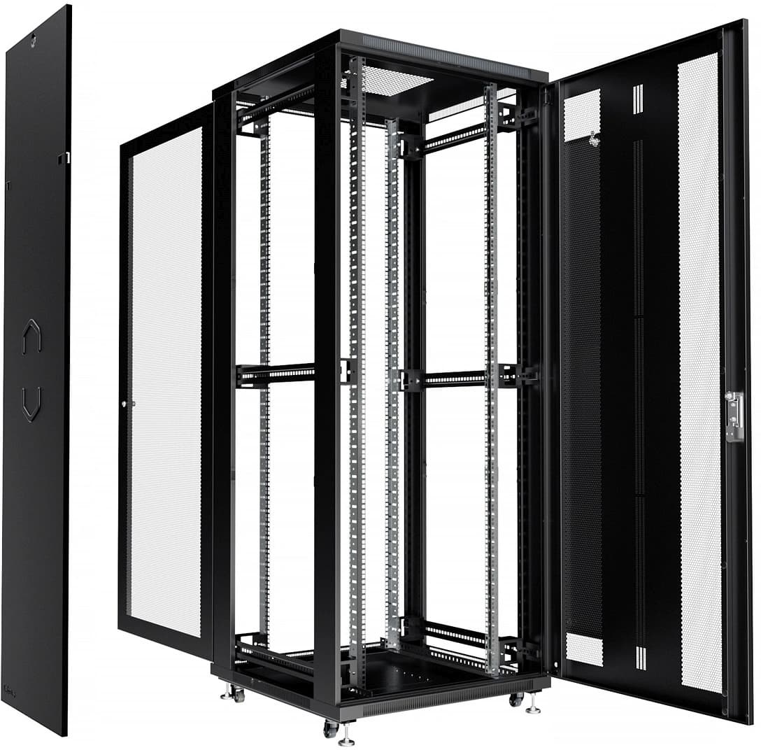 Шкаф серверный Cabeus (ND-05C-42U80/100-BK) напольный 42U 800x1000мм пер.дв.перфор. задн.дв.перфор. 800кг RAL 7035 900мм 132кг 220град. 2055мм IP20 сталь - фото 1