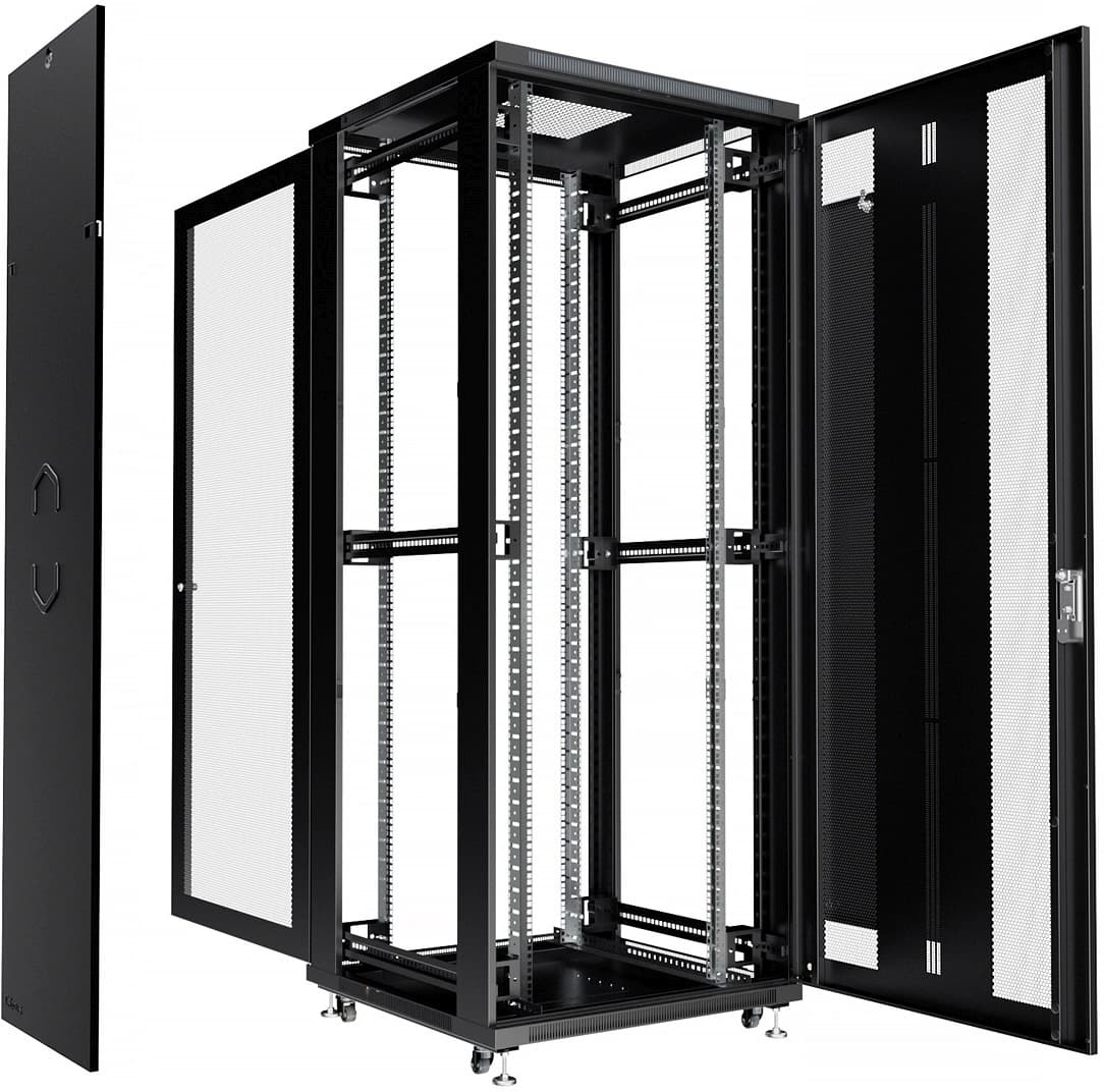Шкаф серверный Cabeus (ND-05C-47U80/100-BK) напольный 47U 800x1000мм пер.дв.перфор. задн.дв.перфор. 800кг черный 900мм 136кг 220град. 2277мм IP20 сталь - фото 1