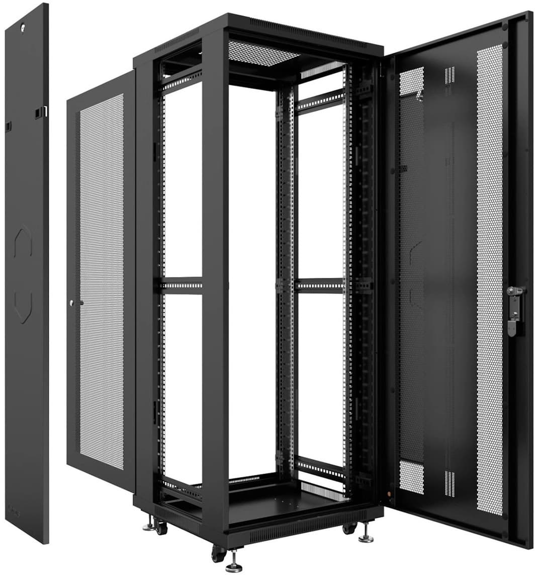 Шкаф коммутационный Cabeus (ND-05C-42U60/80-BK) напольный 42U 600x800мм пер.дв.перфор. задн.дв.перфор. 800кг черный 700мм 97.3кг 220град. 2055мм IP20 сталь - фото 1