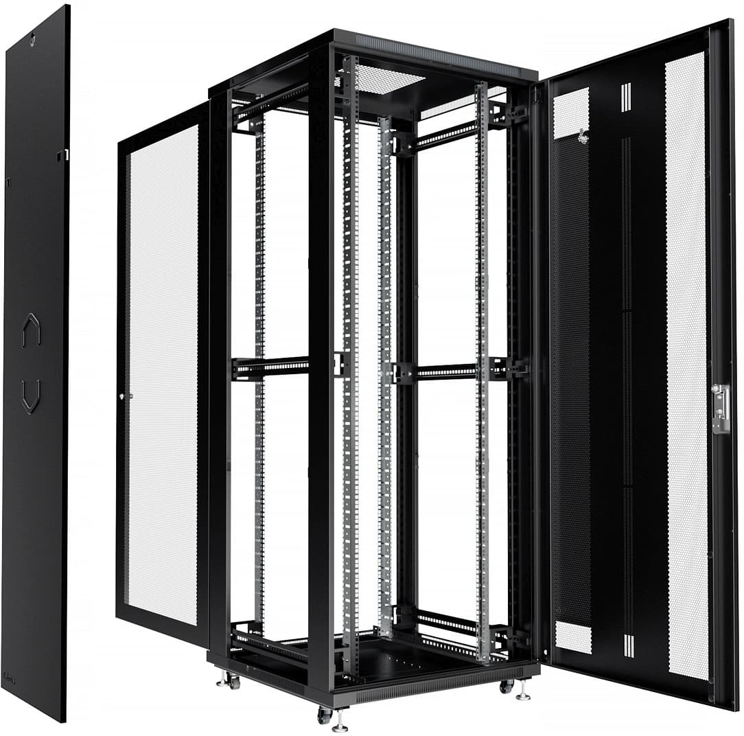 Шкаф коммутационный Cabeus (ND-05C-42U80/80-BK) напольный 42U 800x800мм пер.дв.перфор. задн.дв.перфор. 800кг черный 700мм 104.6кг 220град. 2055мм IP20 сталь - фото 1