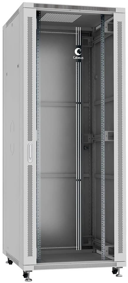 Шкаф коммутационный Cabeus (SH-05C-42U80/80) напольный 42U 800x800мм пер.дв.стекл металл 800кг серый 700мм 118.7кг 220град. 2055мм IP20 сталь - фото 4