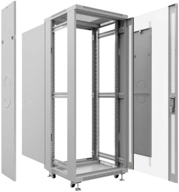 Шкаф коммутационный Cabeus (SH-05C-18U60/80) напольный 18U 600x800мм пер.дв.стекл металл 800кг серый 700мм 57.2кг 220град. 988мм IP20 сталь - фото 2