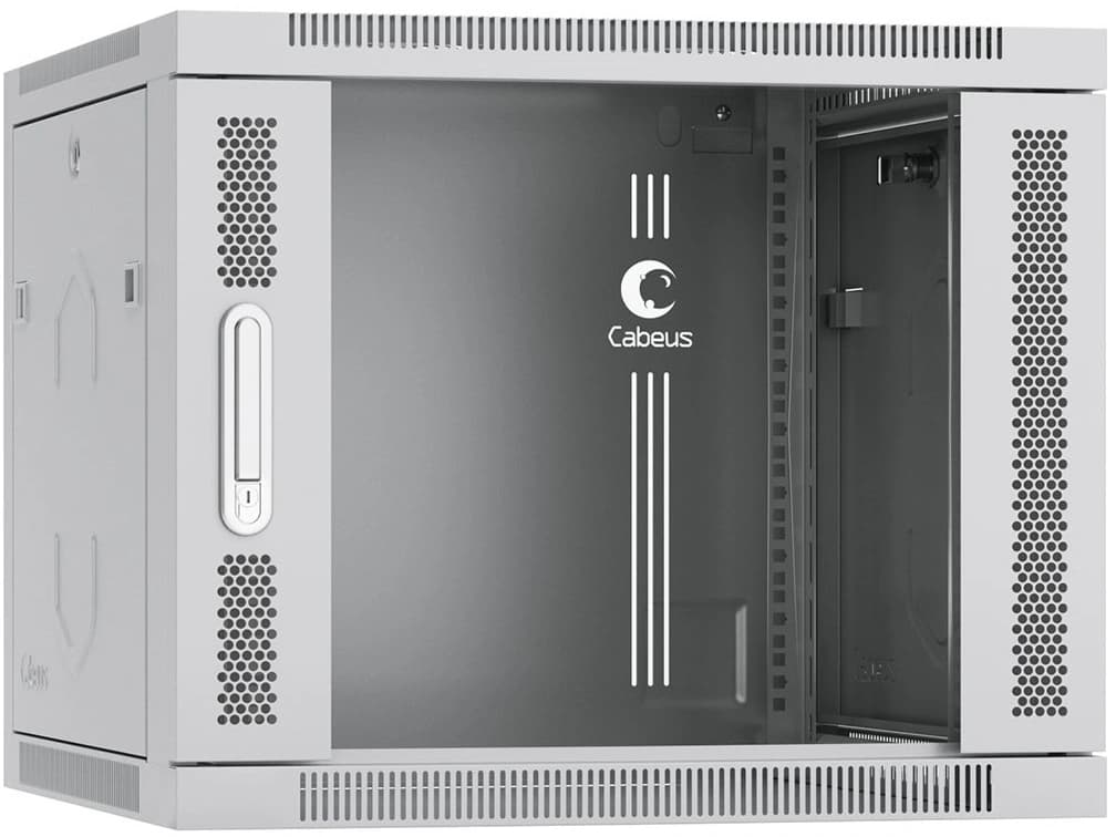 Шкаф коммутационный Cabeus (SH-05F-9U60/35) настенный 9U 600x350мм пер.дв.стекл 60кг серый 290мм 17кг 501мм IP20 сталь - фото 4