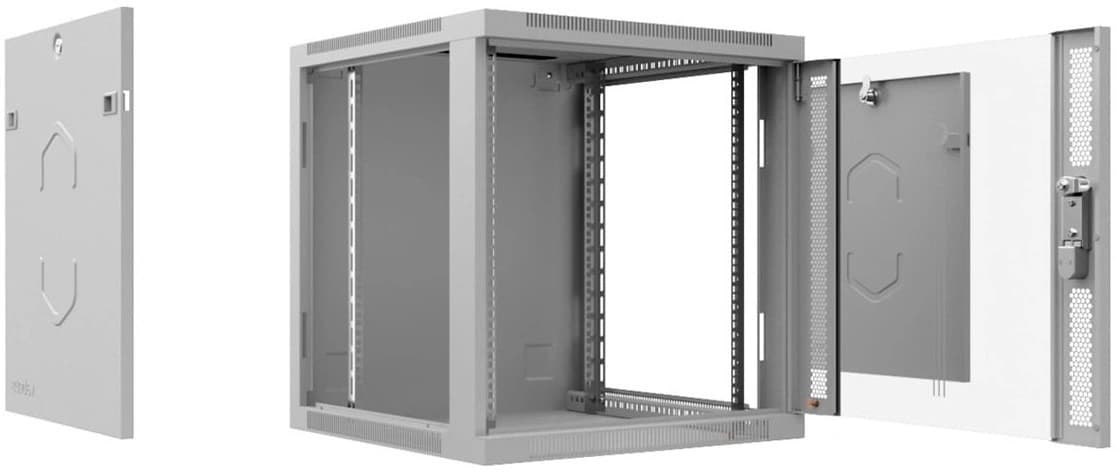 Шкаф коммутационный Cabeus (SH-05F-9U60/35) настенный 9U 600x350мм пер.дв.стекл 60кг серый 290мм 17кг 501мм IP20 сталь - фото 1