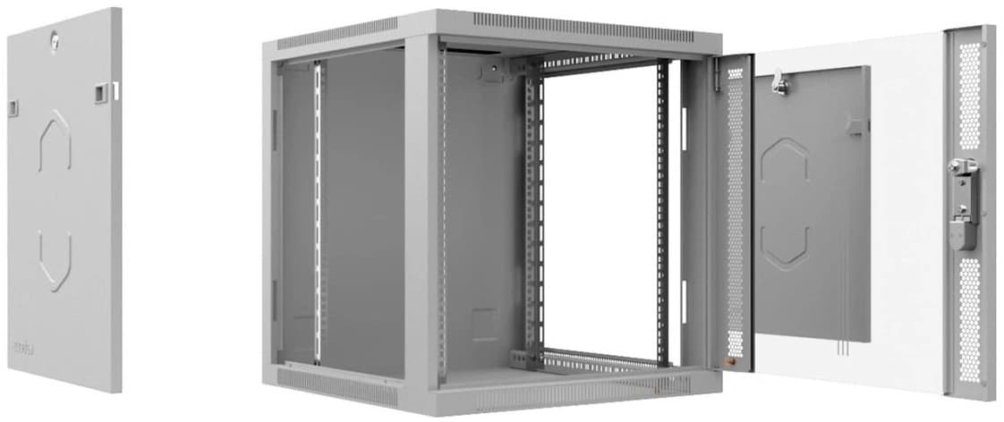 Шкаф коммутационный Cabeus (SH-05F-9U60/45) настенный 9U 600x450мм пер.дв.стекл 60кг серый 390мм 20кг 501мм IP20 сталь - фото 1