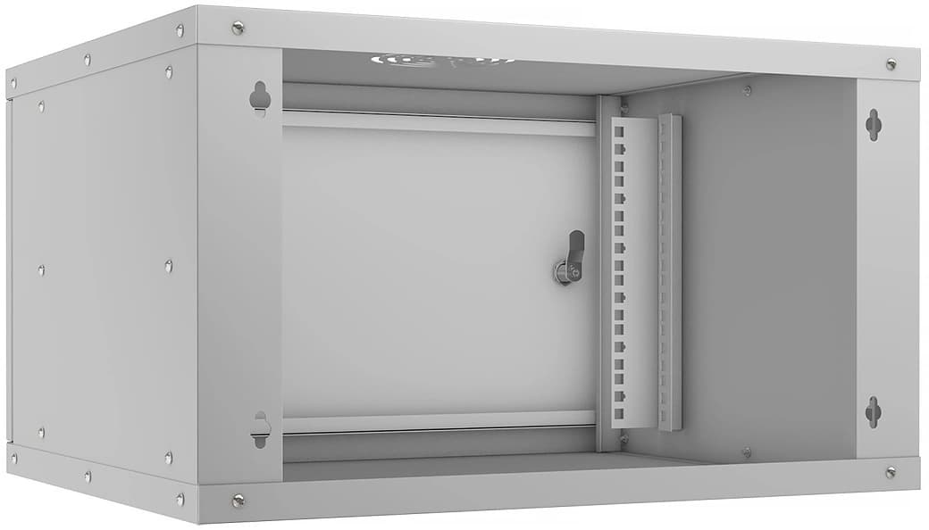 Шкаф коммутационный Cabeus (WSC-05D-6U55/45M) настенный 6U 550x450мм пер.дв.металл 30кг серый 390мм 11кг 220град. 320мм IP20 сталь - фото 1