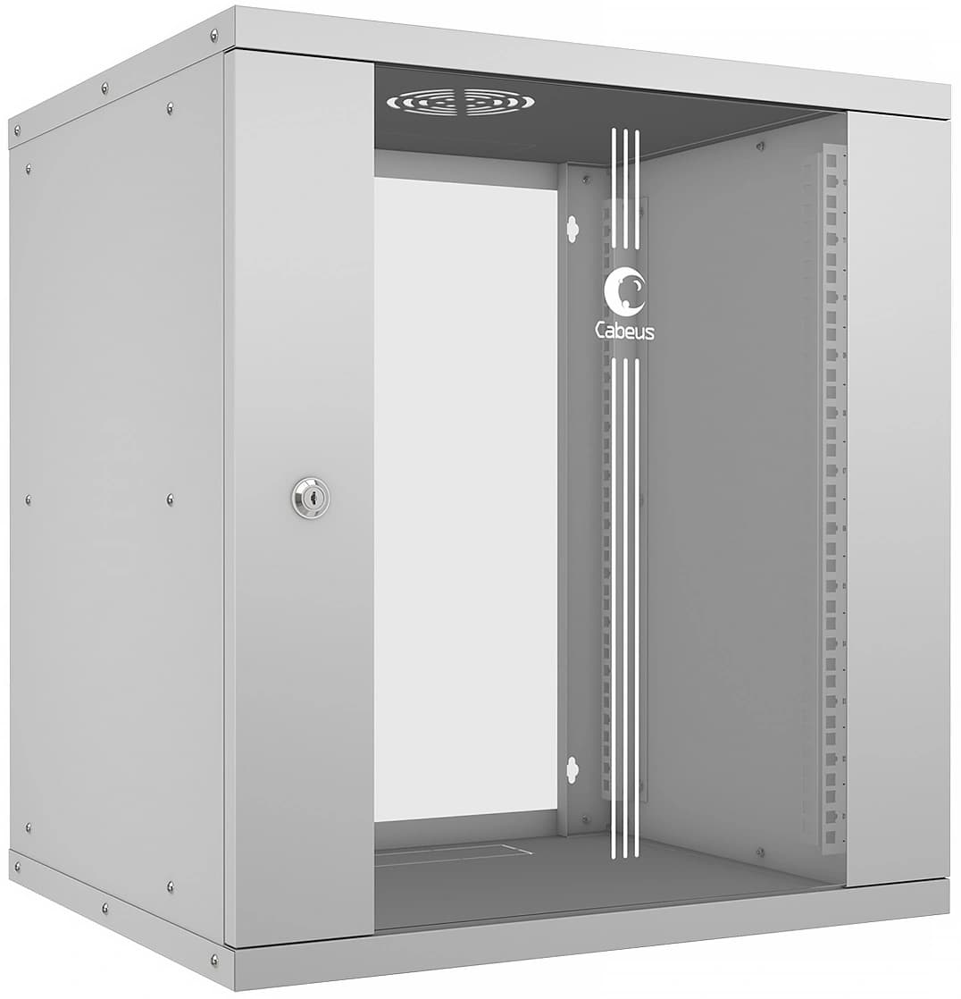 Шкаф коммутационный Cabeus (WSC-05D-12U55/45) настенный 12U 550x450мм пер.дв.стекл 30кг серый 340мм 17кг 220град. 590мм IP20 сталь - фото 4