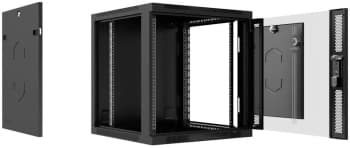 Шкаф коммутационный Cabeus (SH-05F-12U60/45-R-BK) настенный 12U 600x450мм пер.дв.стекл 50кг черный 390мм 25кг 220град. 635мм IP20 сталь - фото 2
