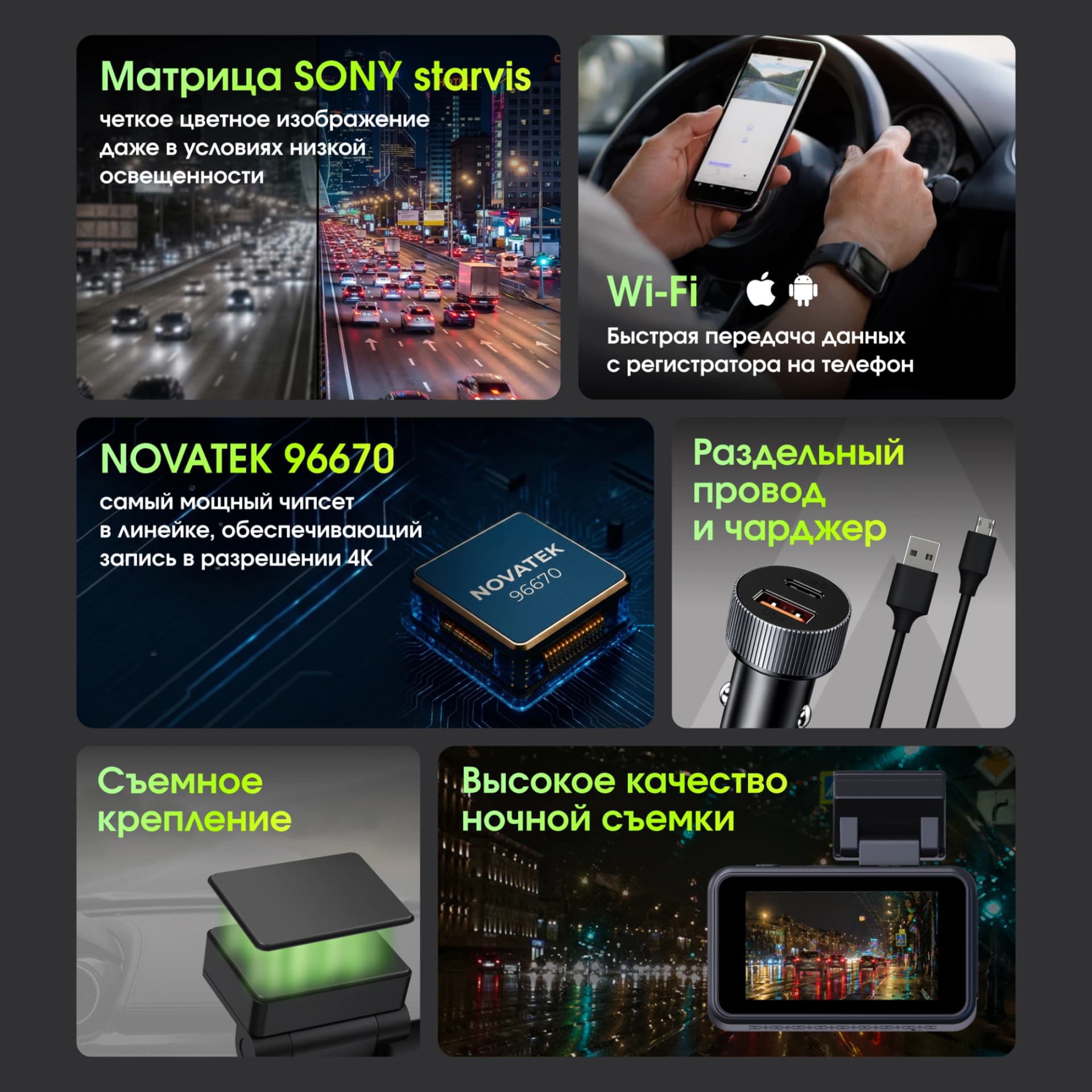 Видеорегистратор Digma FreeDrive 415W max черный 4Mpix 2160x3840 170гр. Novatek 96670 - фото 4