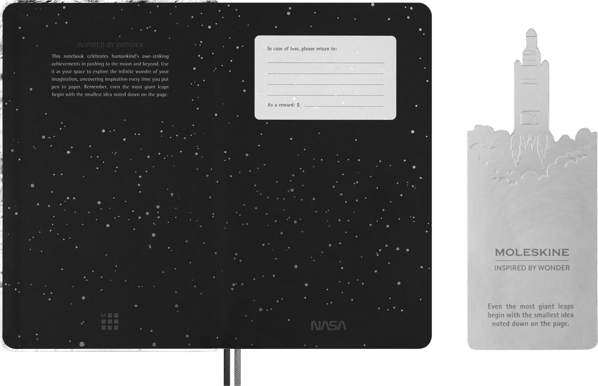 Блокнот Moleskine LIMITED EDITION NASA-INSPIRED SKNTBHL7063S1 Large 130х210мм 176стр. линейка серебристый Moon - фото 4