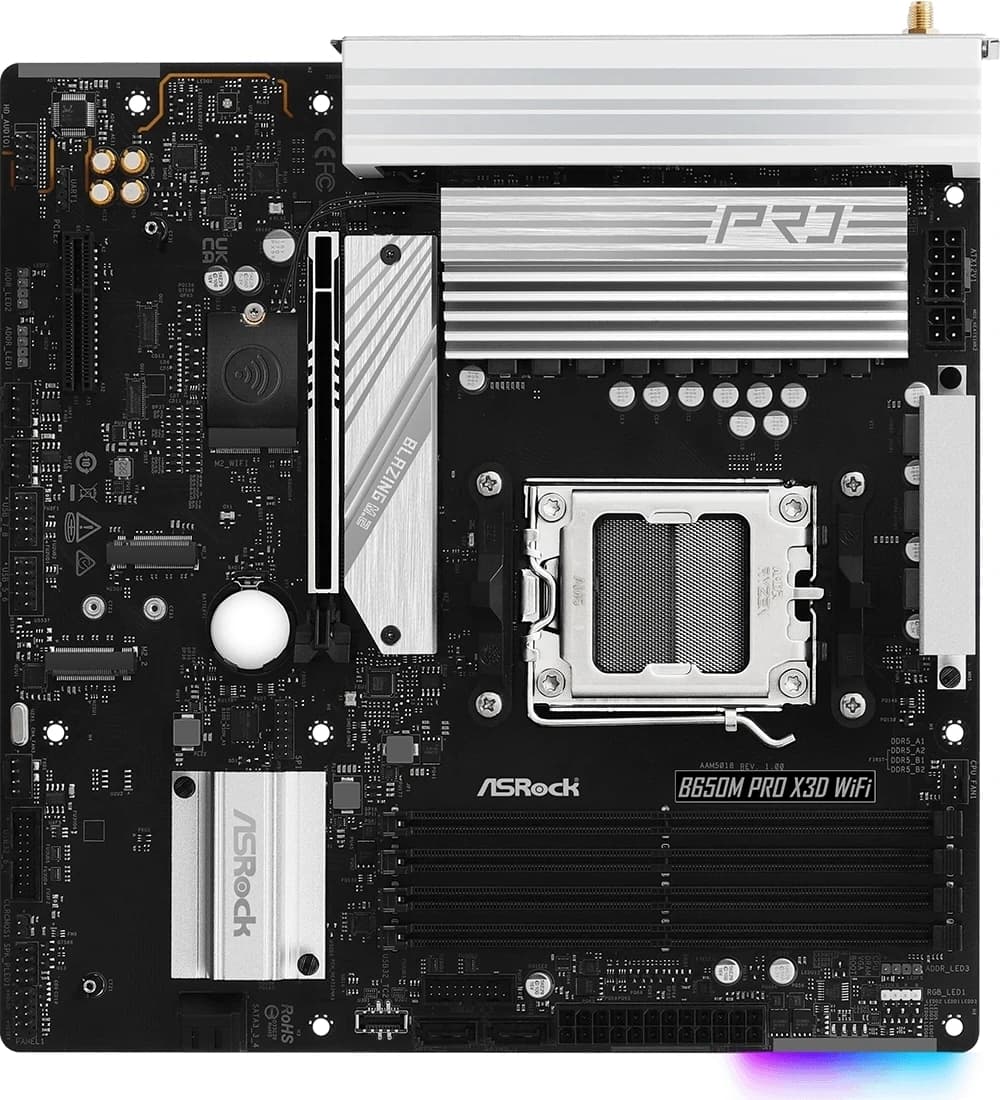 Материнская плата Asrock B650M PRO X3D Socket AM5 AMD B650 4xDDR5 mATX AC`97 8ch(7.1) 2.5Gg RAID+HDMI+DP - фото 4