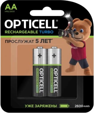 Аккумулятор Opticell Turbo 6080001 AA NiMH 2600mAh (2шт) блистер - фото 2