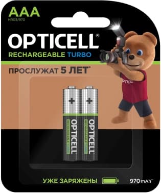 Аккумулятор Opticell Turbo 6080003 AAA NiMH 970mAh (2шт) блистер - фото 2