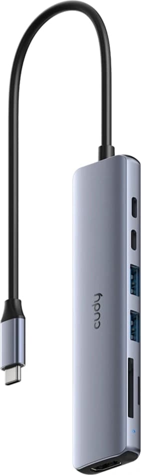 Разветвитель USB-C Cudy UH407 3порт. серебристый