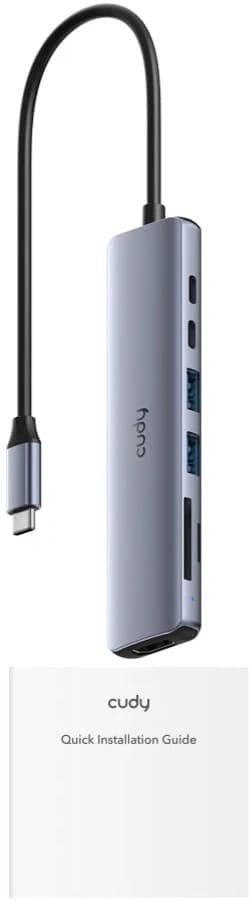 Разветвитель USB-C Cudy UH407 3порт. серебристый - фото 4