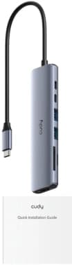 Разветвитель USB-C Cudy UH407 3порт. серебристый - фото 5