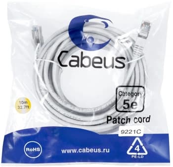 Патч-корд Cabeus PC-FTP-RJ45-CAT.5E-20M-LSZH F/UTP RJ-45 вил.-вилка RJ-45 кат.5E 20м серый LSZH - фото 2