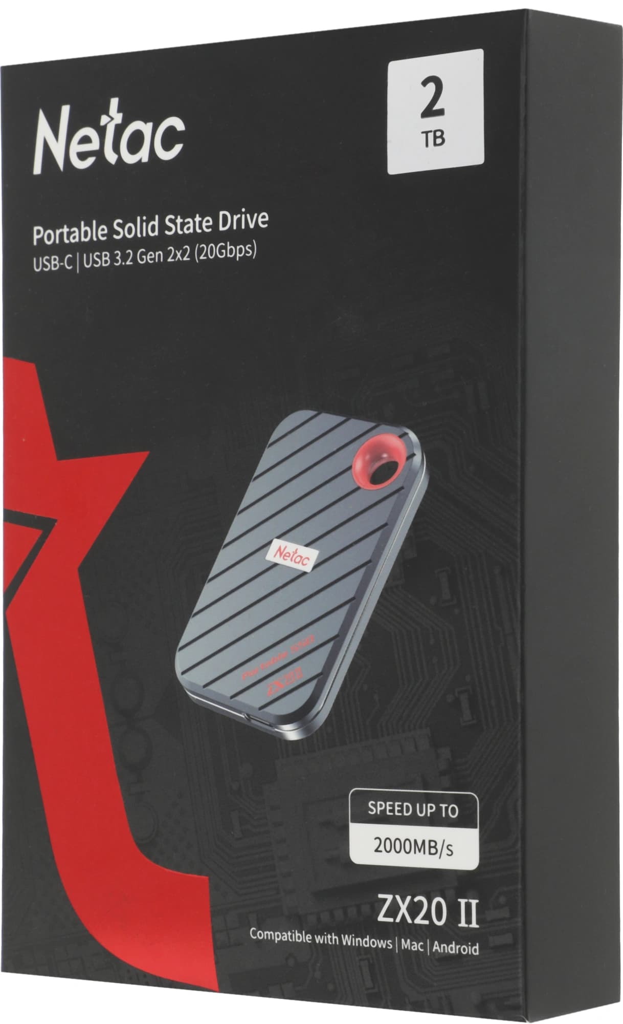 Накопитель SSD Netac USB-C 2000GB NT01ZX20II-2T0-32BK ZX20 II черный - фото 5