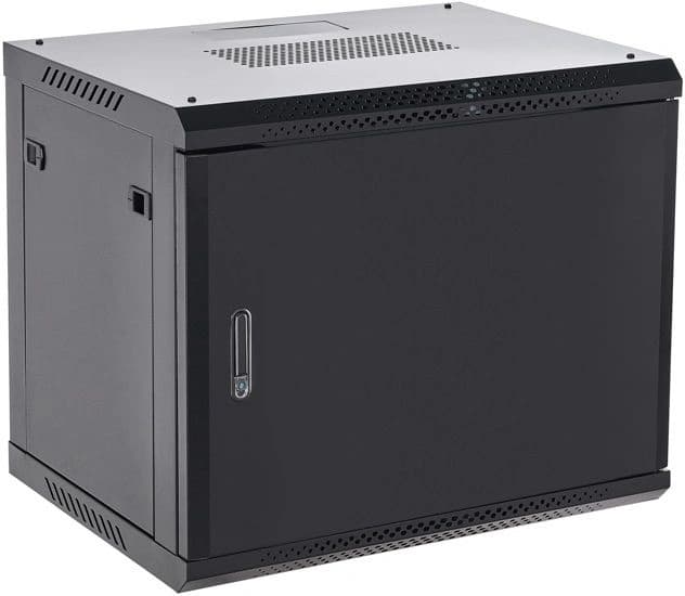 Шкаф коммутационный Rexant (04-0954-122) настенный 9U 400x542мм пер.дв.металл черный металл - фото 1