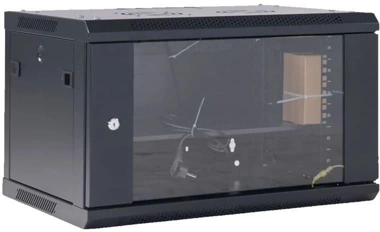 Шкаф коммутационный Rexant (04-0954-112) настенный 9U 400x542мм пер.дв.стекл черный 230град. металл - фото 1