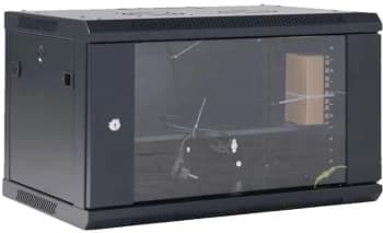 Шкаф коммутационный Rexant (04-0954-112) настенный 9U 400x542мм пер.дв.стекл черный 230град. металл - фото 2