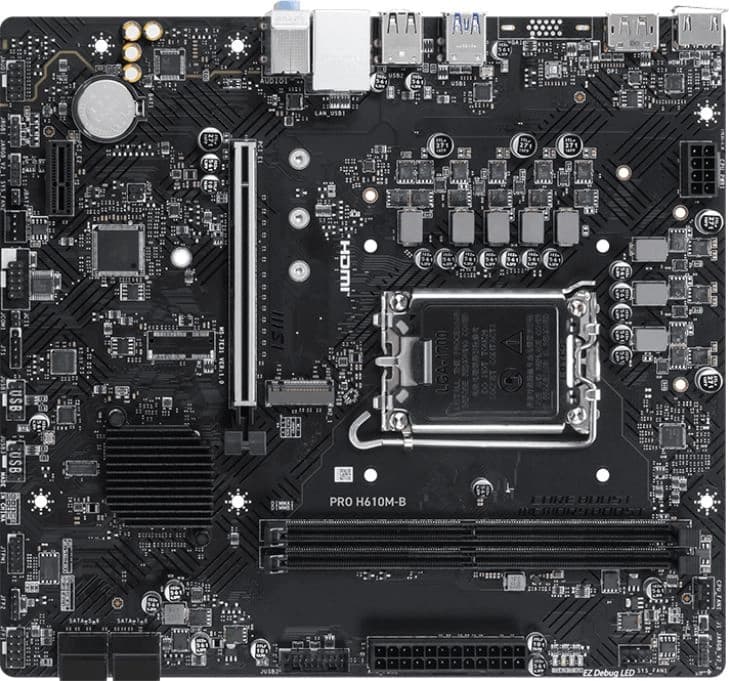 Материнская плата MSI PRO H610M-B Soc-1700 Intel H610 2xDDR5 mATX AC`97 8ch(7.1) GbLAN+HDMI+DP