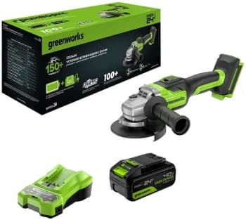 Углошлифовальная машина Greenworks GD24AG 754Вт 10500об/мин рез.шпин.:M14 d=125мм (3200207CUB) - фото 2