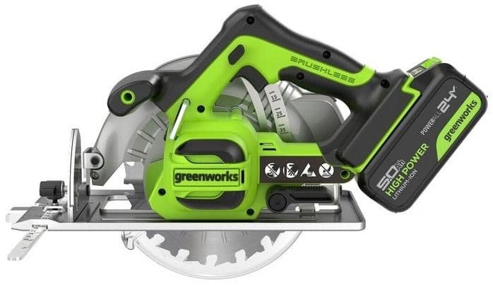 Циркулярная пила (дисковая) Greenworks GD24CS (ручная) D диска.:185мм (1500907CUG) - фото 4