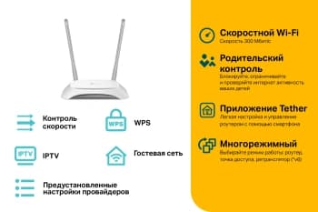 Роутер беспроводной TP-Link TL-WR840N N300 10/100BASE-TX белый - фото 2