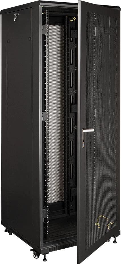 Шкаф серверный Lanmaster (TWT-CBB-42U-8X10-P1) напольный 42U 800x1000мм пер.дв.перфор. задн.дв.перфор.2-хст. 2 бок.пан. 800кг черный - фото 2