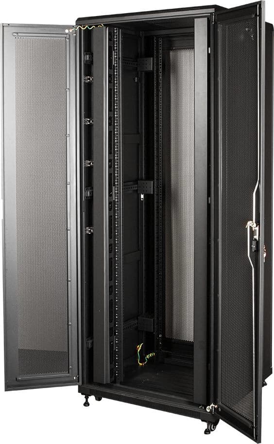 Шкаф серверный Lanmaster (TWT-CBB-42U-8X10-P1) напольный 42U 800x1000мм пер.дв.перфор. задн.дв.перфор.2-хст. 2 бок.пан. 800кг черный - фото 4