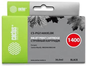 Картридж струйный Cactus CS-PGI1400XLBK PGI-1400 черный пигментный (36мл) для Canon MB2050/MB2350/MB2040/MB2340 с чипом - фото 2
