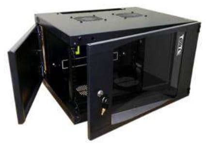 Шкаф коммутационный Lanmaster (TWT-CBWNG-6U-6X6-BK) настенный 6U 550x600мм пер.дв.стекл 60кг черный 15.5кг 329мм - фото 1