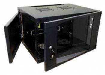 Шкаф коммутационный Lanmaster (TWT-CBWNG-6U-6X6-BK) настенный 6U 550x600мм пер.дв.стекл 60кг черный 15.5кг 329мм - фото 2