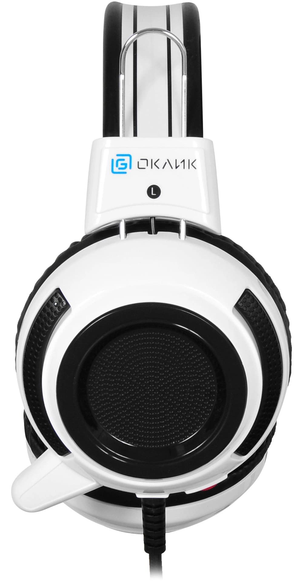 Наушники с микрофоном Оклик HS-G300 ARMAGEDDON белый/черный 2.2м мониторные оголовье (361558) - фото 4