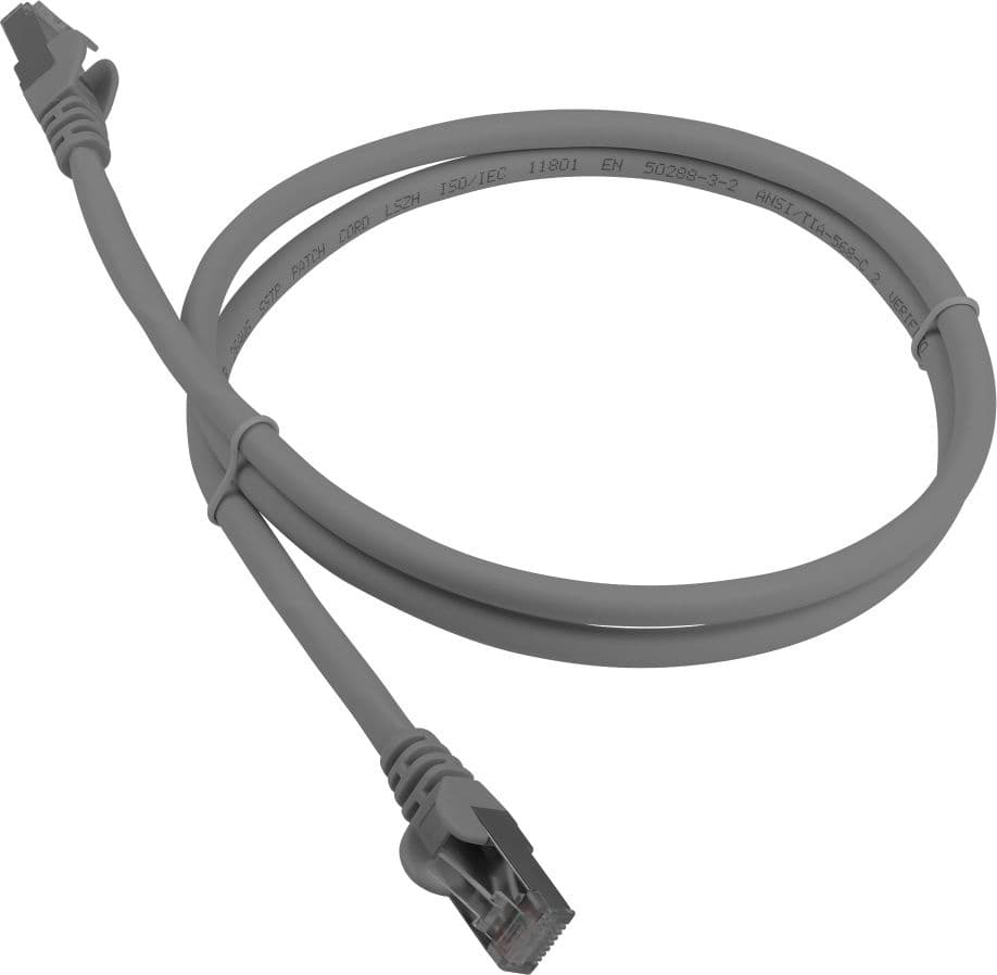 Патч-корд Lanmaster LAN-PC45/S6A-1.0-GY FTP RJ-45 вил.-вилка RJ-45 кат.6A 1м серый LSZH (уп.:1шт) - фото 1