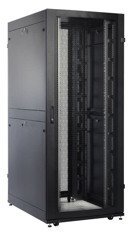 Шкаф серверный ЦМО (ШТК-СП-48.8.10-44АА-9005) напольный 48U 800x1000мм пер.дв.перфор. 4 бок.пан. задн.дв.перфор. 1350кг черный 690мм 161кг 180град. 2215мм - фото 1