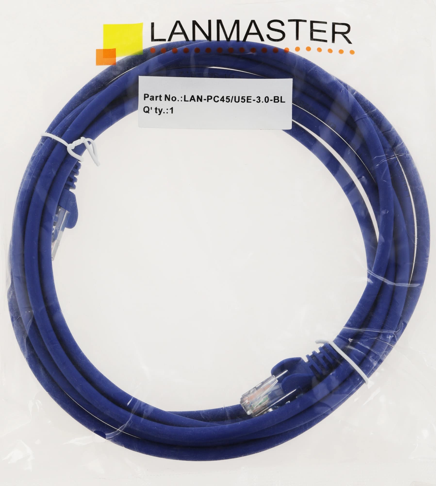 Патч-корд Lanmaster LAN-PC45/U5E-3.0-BL UTP RJ-45 вил.-вилка RJ-45 кат.5E 3м синий LSZH (уп.:1шт) - фото 4