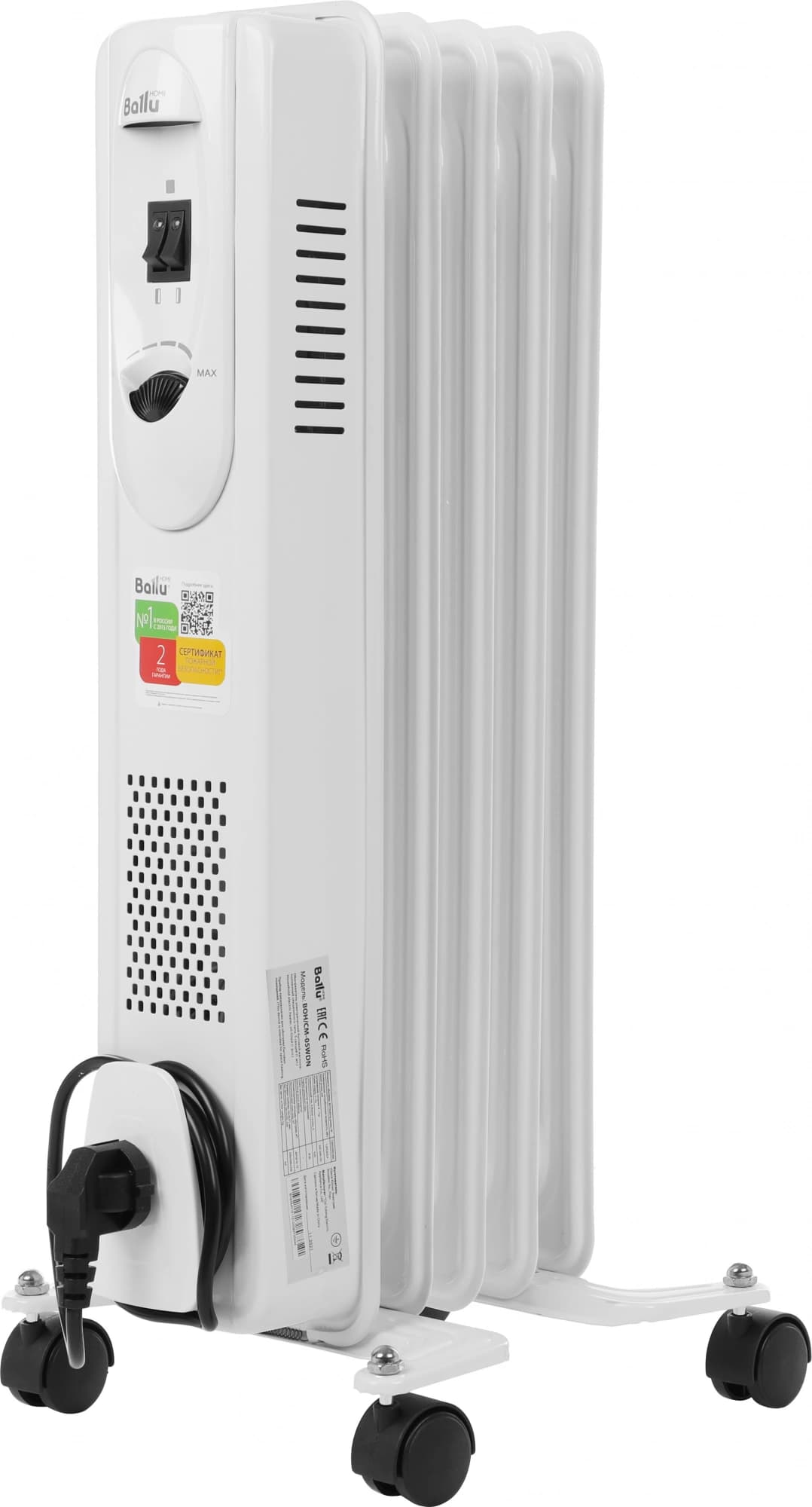 Радиатор масляный Ballu Comfort BOH/CM-05WDN 1000Вт белый/черный - фото 4