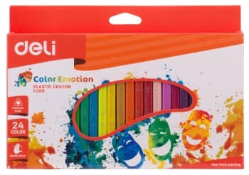 Восковые мелки Deli EC20020 Color Emotion трехгранные 24цв. картон.кор./европод. - фото 2