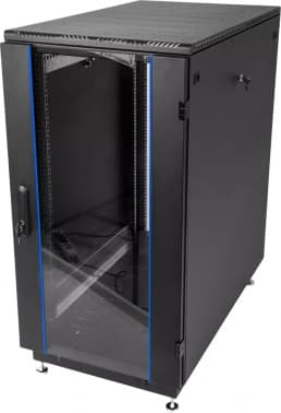 Шкаф коммутационный ЦМО (ШТК-М-18.6.6-1ААА-9005) напольный 18U 600x600мм пер.дв.стекл задн.дв.стал.лист 2 бок.пан. направл.под закл.гайки 270кг черный 455мм 48.6кг 180град. 960мм IP20 сталь - фото 2