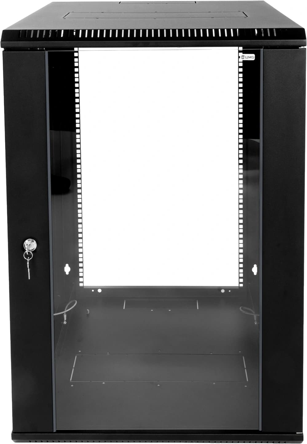 Шкаф коммутационный ЦМО ШРН-Эконом (ШРН-Э-18.650-9005) настенный 18U 600x650мм пер.дв.стекл 65кг черный 600мм 31.86кг 180град. 930мм IP20 сталь - фото 4
