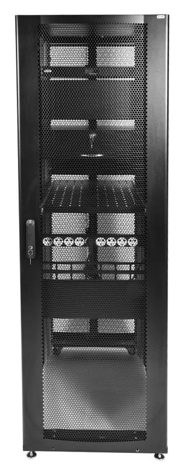 Шкаф серверный ЦМО (ШТК-СП-48.6.10-48АА-9005) напольный 48U 600x1000мм пер.дв.перфор. задн.дв.двуст. 4 бок.пан. 1350кг черный 683мм 156кг 120град. 2215мм IP20 металл - фото 1