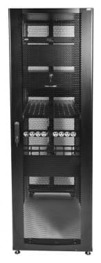 Шкаф серверный ЦМО (ШТК-СП-48.6.10-48АА-9005) напольный 48U 600x1000мм пер.дв.перфор. задн.дв.двуст. 4 бок.пан. 1350кг черный 683мм 156кг 120град. 2215мм IP20 металл - фото 2