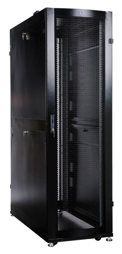 Шкаф серверный ЦМО (ШТК-СП-48.6.10-48АА-9005) напольный 48U 600x1000мм пер.дв.перфор. задн.дв.двуст. 4 бок.пан. 1350кг черный 683мм 156кг 120град. 2215мм IP20 металл - фото 4