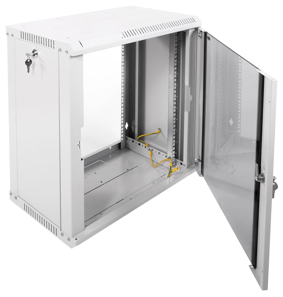 Шкаф коммутационный ЦМО ШРН-ЭКОНОМ (ШРН-Э-12.350) настенный 12U 600x350мм пер.дв.стекл 85кг серый 300мм 15.84кг 180град. 608мм IP20 металл - фото 2