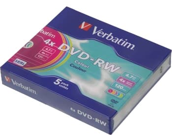 Диск DVD-RW Verbatim 4.7Gb 4x Slim case (5шт) Color (43563) - фото 2